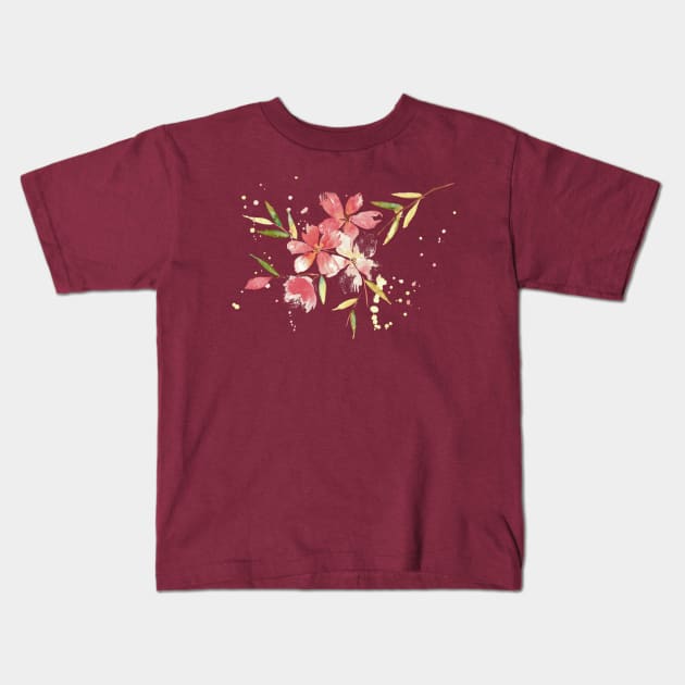 Watercolor cherry blossom Kids T-Shirt by Kellykubellyboo